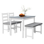 Eetkamerset - LuxeLiving - Gestoffeerde stoelen - Linnenlook - Grijs/wit