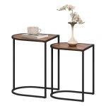 Bijzettafels - Industrieel design - Metaal & hout - Bruin