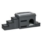 Kattenhuisje - LuxeKatten - Trappetjes - Voerbakjes - Grijs