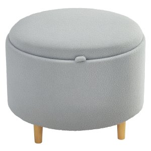 Voetenbank - Luxe teddyfleece bekleding - Verborgen opbergruimte - Grijs