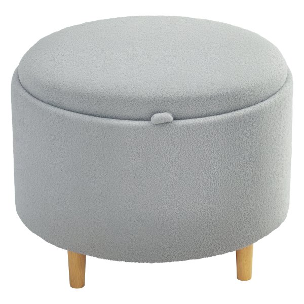 Voetenbank - Luxe teddyfleece bekleding - Verborgen opbergruimte - Grijs