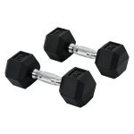 Zeshoekige Dumbbells - Gietijzeren - Halter Handgreep - Zwart