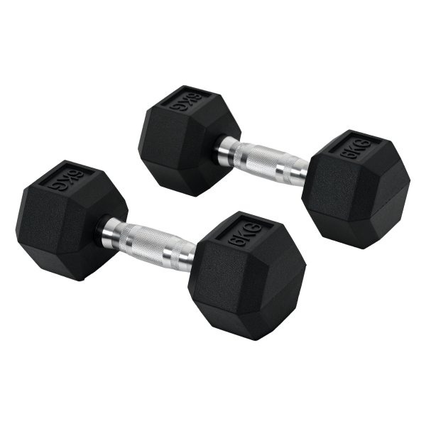 Zeshoekige Dumbbells - Gietijzeren - Halter Handgreep - Zwart