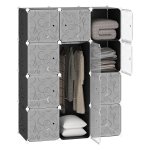 Garderobeplank - Modulaire Organisator - Kubusvormig Design - Zwart-wit