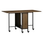 Eettafel - Opvouwbaar merk - Uitklapbare zijtafels – Interne opbergruimte - Lichtbruin