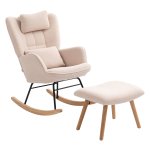 Schommelstoel - Luxe Comfort - Zachte Fleece - Hoge Rugleuning - Beige