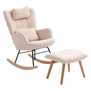 Schommelstoel - Luxe Comfort - Zachte Fleece - Hoge Rugleuning - Beige