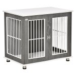 Hondenkennel - LuxePaws - Houten transportbox - Bijzettafel - Grijs&wit