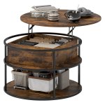 Salontafel - Luxe - Opklapbaar tafelblad - Leer - Bruin