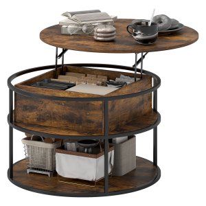 Salontafel - Luxe - Opklapbaar tafelblad - Leer - Bruin