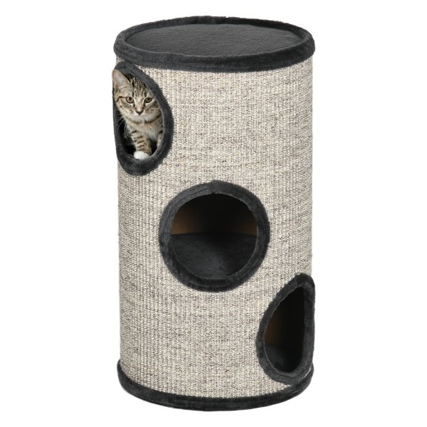 Kattenkrabpaal - LuxeKrab - 3 schuilplaatsen - sisal - grijs