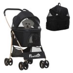 Hondenbuggy – PetRide - Opvouwbaar en comfortabel – Zwart