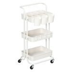 Serveerwagen - EleganceHome - 3 Etages - Opslagmanden - wit