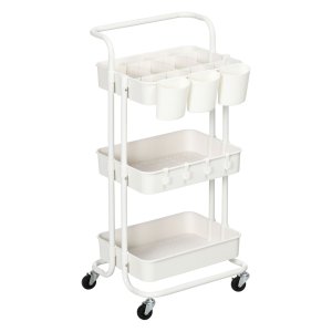 Serveerwagen - EleganceHome - 3 Etages - Opslagmanden - wit