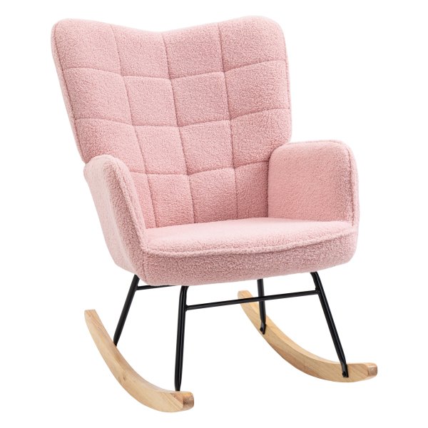 Schommelstoel - Zaza Home - Roze lamsvacht - 120 kg - Roze