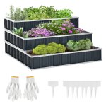 Plantenbak - Tuinbed met bloementrap - Kruidenbed - Grijs