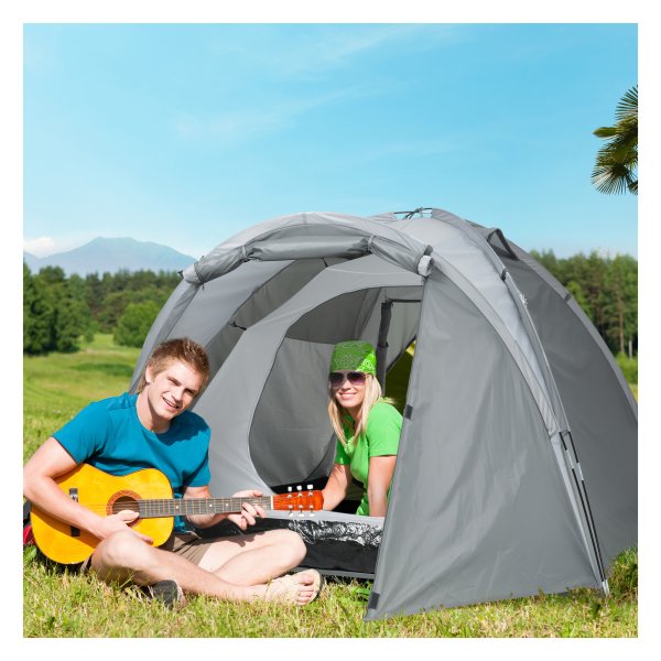 Campingtent - Tweepersoons - Waterdichte coating - Grijs