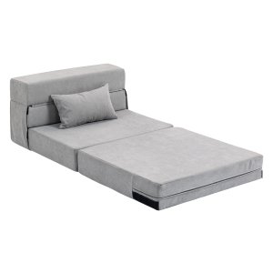 Bankbed - Gestoffeerd - Om te bouwen - Lichtgrijs