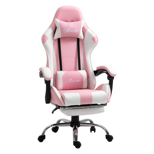 Gamingstoel - Comfort King - Ergonomisch - Verstelbaar - Roze & Wit