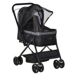 Huisdierenbuggy - Luxe opvouwbare buggy - Comfortabel en stijlvol - Zwart