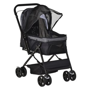 Huisdierenbuggy - Luxe opvouwbare buggy - Comfortabel en stijlvol - Zwart