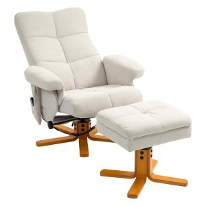 Massagestoel - verstelbaar tot 145° - met ligfunctie - crèmekleur