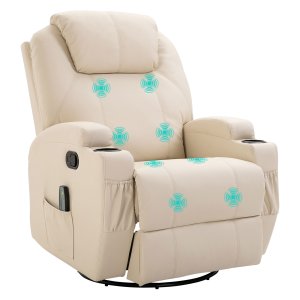 Relaxstoel - ComfortStyle - Elektrische Massage - Kunstleren bekleding - Roomwit