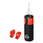 Bokszakse- inclusief bokshandschoenen - 16 kg - zwart