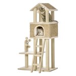 Kattengrot - Krabboom - Speelballen - Groot platform - Khaki/beige