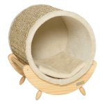 Kattenhol - LuxeKatten - Plank en kussen - Flanellen bekleding - Khaki