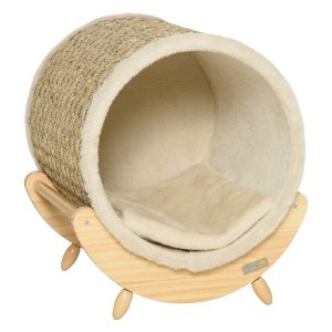Kattenhol - LuxeKatten - Plank en kussen - Flanellen bekleding - Khaki