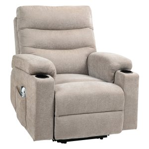 Massagestoel - Luxe opstaanfunctie - 8 vibratiemassagepunten - Lichtbruin