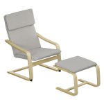 Stoel - Comfortabel - Houten frame - Lichtgrijs