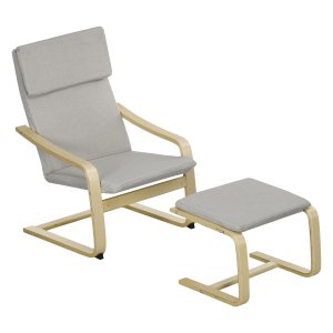 Stoel - Comfortabel - Houten frame - Lichtgrijs