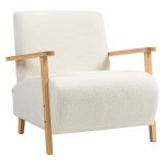 Loungestoel - Gestoffeerd - Sherpa-look - Crèmewit