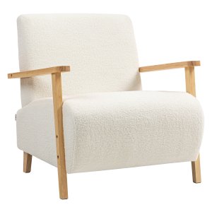 Loungestoel - Gestoffeerd - Sherpa-look - Crèmewit