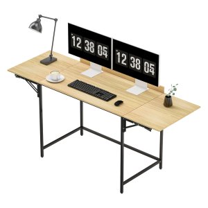 Computertafel - Ruimtebesparend - Stevig -  Eiken + Zwart