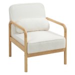 Moderne stoel - stoel met gestoffeerde bekleding - rubberhouten frame - Wit
