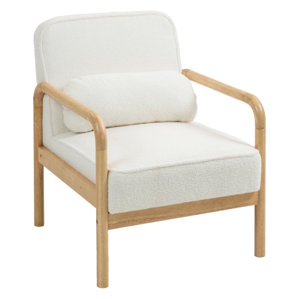 Moderne stoel - stoel met gestoffeerde bekleding - rubberhouten frame - Wit