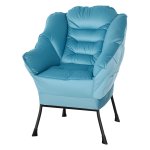 Woonkamer - Accentstoel - Gestoffeerd - Stalen poten - Blauw