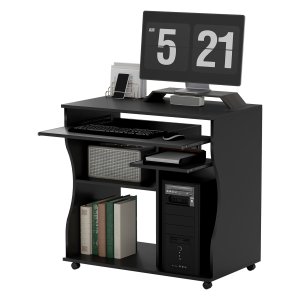 Bureau op wieltjes - Handige opbergruimte - Moderne uitstraling - Zwart