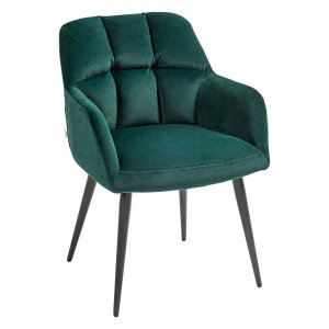Accentstoel - Decoratief gestikt - Fluweeleffect - Groen