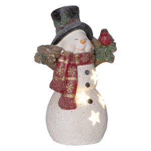 Kerstverlichting - Sneeuwmanlamp - Warmwitte LEDs - Batterijen - wit