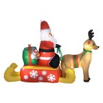 Opblaasbare Kerstman - Groot en Verlicht - Rood