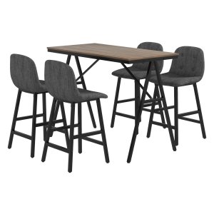 Bartafelset - Bargarnituur - Knoopdetails - Dikke bekleding - Donkergrijs