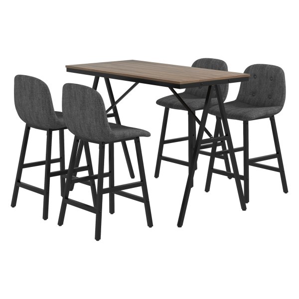 Bartafelset - Bargarnituur - Knoopdetails - Dikke bekleding - Donkergrijs