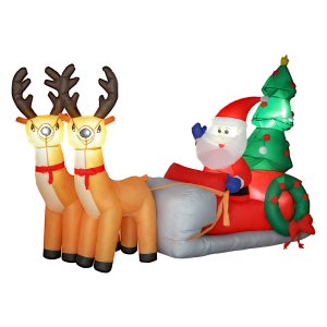 Kerstman - Opblaasbaar - LED-verlicht - Kleurrijk