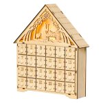 Adventskalender - LED-verlichting - Kerststal - Bruin