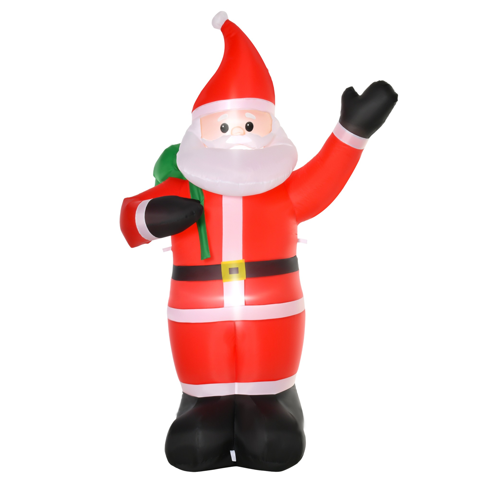 Tuindecoratie - Kerstmanfiguur - 2,40 meter groot – LED-verlichting - rood en wit