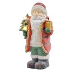 Kerstmanfiguur - Met LED verlichting - Op batterijen - Rood